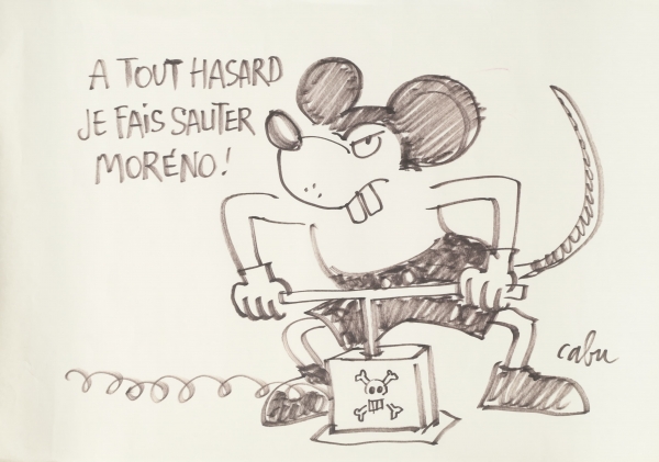 Lot 49 - Dessin personnalisé de Cabu à Roland Moreno