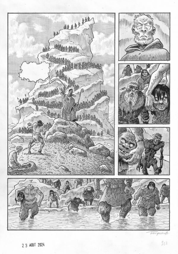 HERVÉ TANQUERELLE - La Terre verte - Planche 223 HERVÉ TANQUERELLE - La Terre verte - Planche 223 - Encre de Chine et mine de plomb sur papier - 25,2 x 18,8 cm