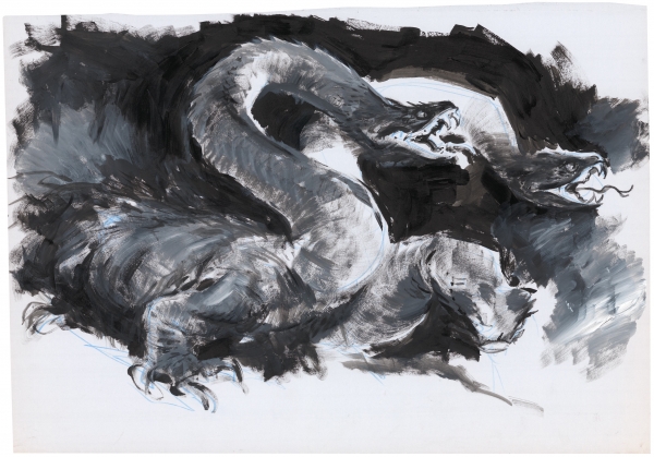 Ronan Toulhoat Daemon, 2024 Hydre Encre de Chine e Ronan Toulhoat Daemon, 2024 Hydre Encre de Chine et crayon bleu sur papier 31,5 x 50,7 cm