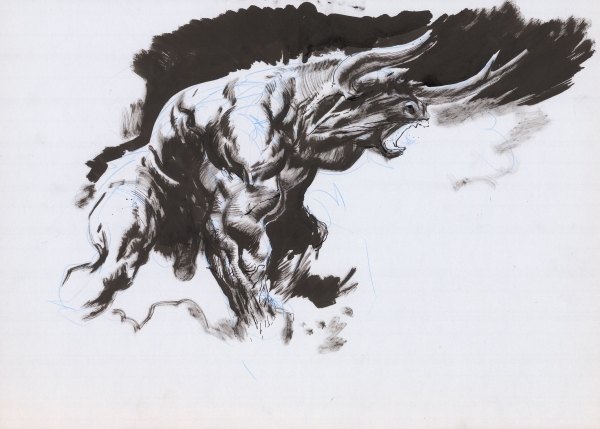 Ronan Toulhoat Daemon, 2024 Minotaure Encre de Chi Ronan Toulhoat Daemon, 2024 Minotaure Encre de Chine et crayon bleu sur papier 31 x 45 cm