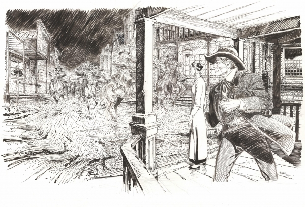 François Boucq Bouncer Hécatombe, Couverture de l'édition noir & blanc Encre de Chine sur papier 71 x 109 cm Éditeur Glénat Signé en bas à droite