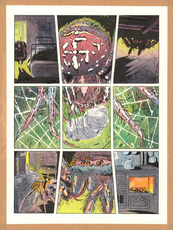Grégoire Carle 2024 Le lierre et l'araignée Planch Grégoire Carle 2024 Le lierre et l'araignée Planche 121 Encre de Chine et aquarelle sur papier 35 x 25,6 cm Éditeur Dupuis Signé au dos