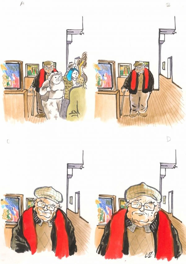 LUZ 2024 Deux filles nues - La visite guidée Pages 171-172 Encres de Chine, lavis et crayons de couleur sur papier 38,5 x 29,5 cm