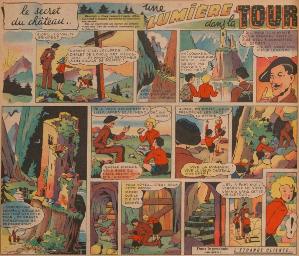 Une lumière dans la tour, par Marie-Mad, planche parue dans Ames Vaillantes le 28-05-1950