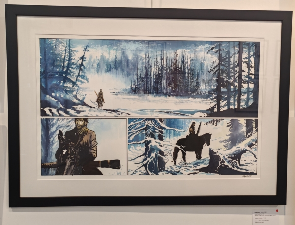 Vrancken Vrancken attire l'attention sur le fusil, jamais tenu de la même manière, et sur l'arbre déraciné, comme le héros