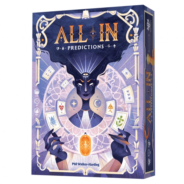 All In - Prédictions : de 2 à 5 joueurs, à partir de 10 ans, pour de parties de 30 minutes. Un jeu de Phil Walker-Harding Illustré par Dan Gartman. 18 euros