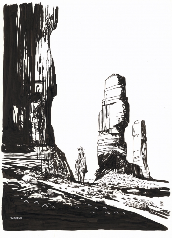 Brüno 2025 The searcher Encre de Chine sur papier 65,5 x 48,5 cm Signé et daté en bas à droite