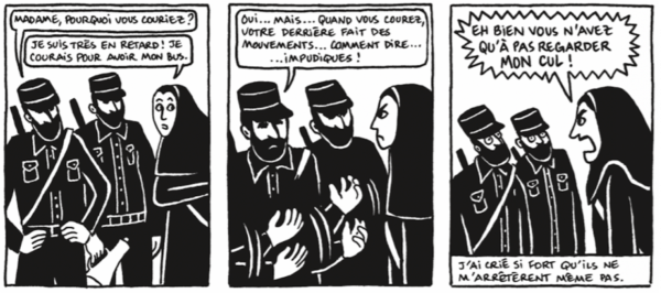Extrait de Persepolis, par Marjane Satrapi : la première bande dessinée sur l’Iran.