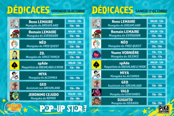 Calendrier des dédicaces Calendrier des dédicaces