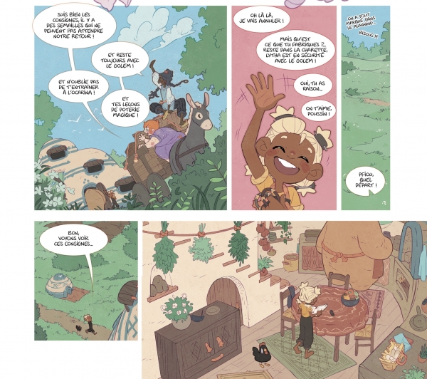 Golem Nanny Le quotidien chamboulé et touchant d’une petite orpheline qui doit réinventer sa vie avec sa poule rebelle qui rêve de voler et son golem nounou silencieux. © Golem Nanny - Bamboo