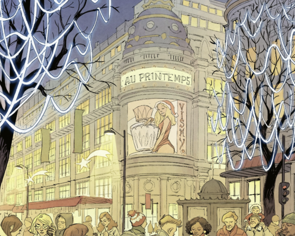 Noël à Paris T1 Illustration du magasin Printemps, illuminé en l'honneur des fêtes de fin d'année.