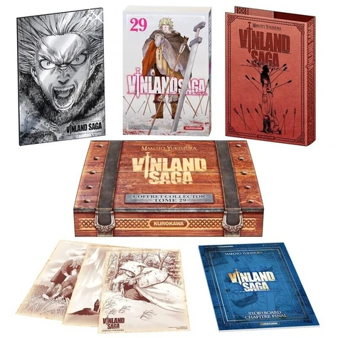 Vinland Saga - T.29 Coffret avec : 1 plaque en métal, 3 Ex-Libris, 1 jaquette effet cuir, le Storyboard du chapitre final
