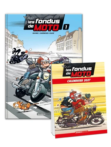 page album Les Fondus de moto - tome 01 - calendrier 2027 offert