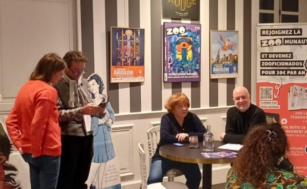 photo de l'interview de Florence Cestac, Angoulême, 2025