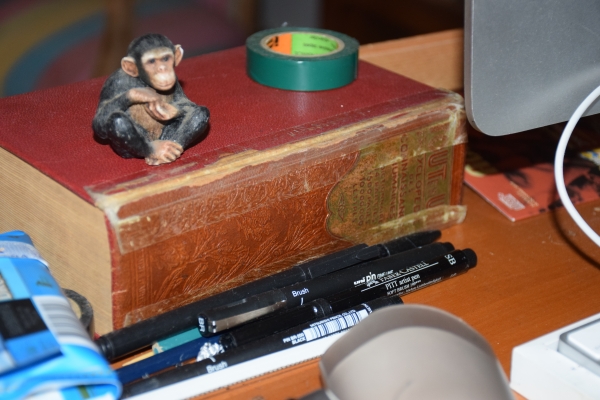 . Le petit singe est un clin d'œil aux Animaux dénaturés de Vercors présent sur le bureau de Gael Séjourné