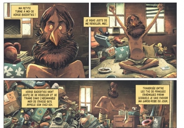 Extrait de Fan Man, L'Homme au ventilo adapté d’un roman culte américain des années 70 signé William Kotzwinkle © Gaet's et Julien Monnier aux éditions Petit à Petit