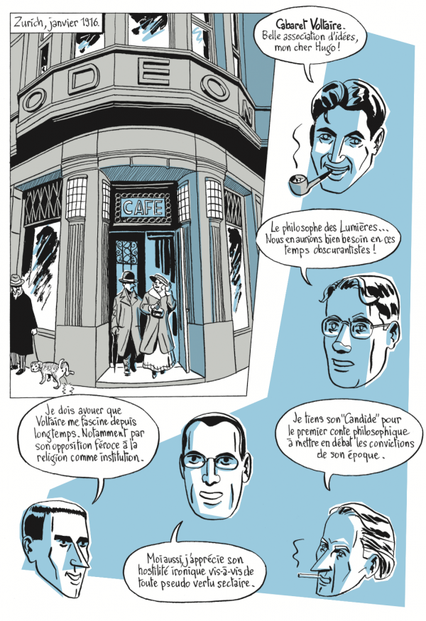 Extrait de Le Cabaret Voltaire, signé José-Louis Bocquet et Kent