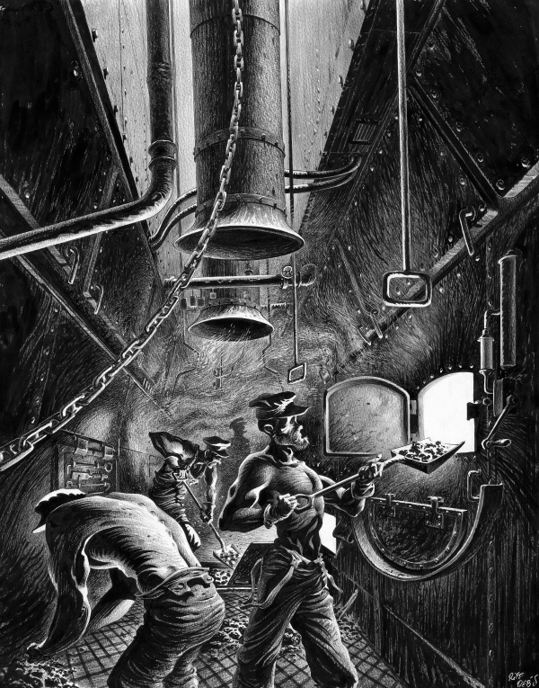 Riff Rebs : illustration originale. Encre de chine, crayon gras et gouache blanche sur papier. 5500€.