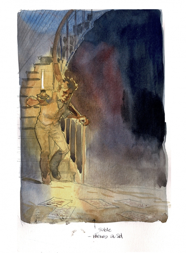 Cuvillier Rough affiche expo Voleur de feu Autre rough de Damien Cuvillier pour l'affiche de l'expo Voleur de Feu à la Maison des Ailleurs